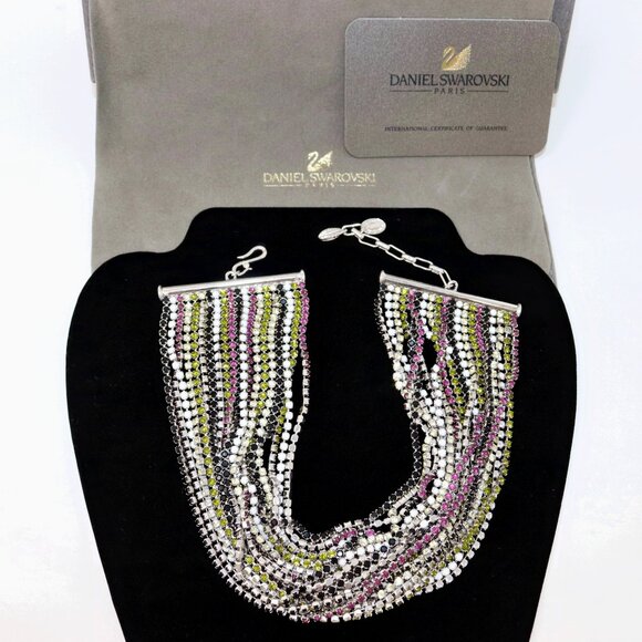 Daniel Swarovski Jewelry - Daniel Swarovski Atelier Rare Signed Multi Strand Rainbow Choker Necklace